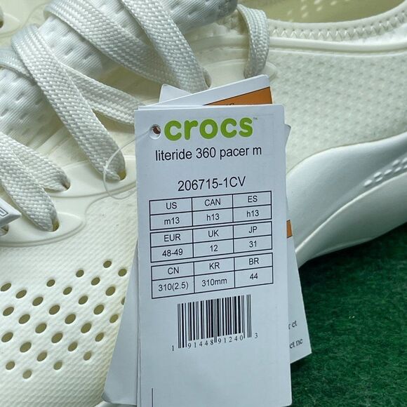 Crocs Literide 360 Pacer Almost White Shoe Men's Size 13 - Picture 3 of 3